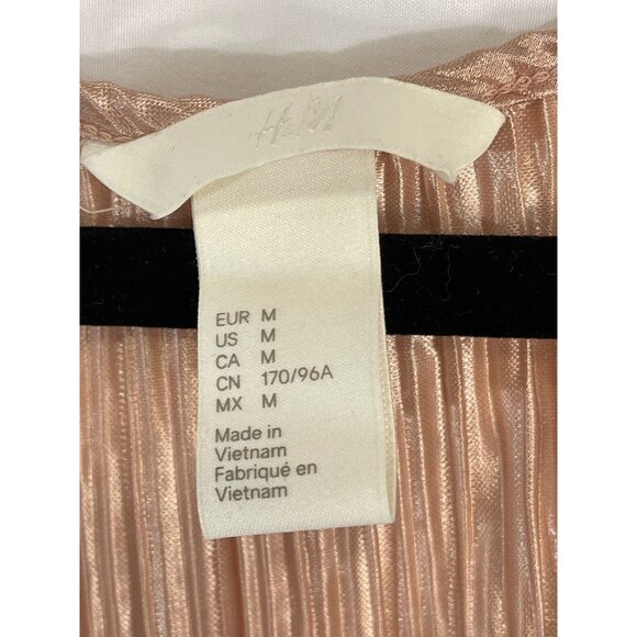 h &amp; m sleeveless shirt blouse long sheer shine brown medium bust 22" READ - Picture 5 of 6